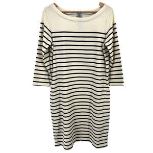 L.L. Bean Heritage Mariner Dress Womens Size S Glacier Cream Blue Stripe Cotton